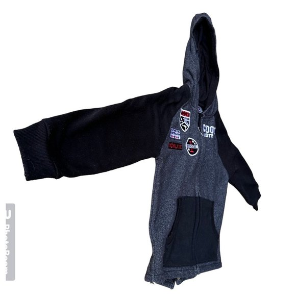 Retro 2016 Coogi Australia Hoodie Kids Size 6 Black Patches Front Zip Ka… - Picture 4 of 12